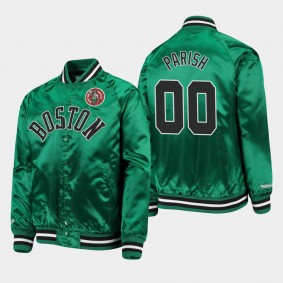 Boston Celtics Robert Parish Hardwood Classics Lightweight Satin Raglan Full-Snap Youth Jacket Kelly Green